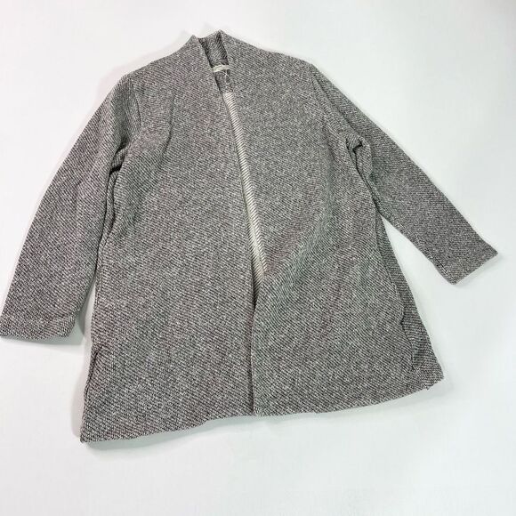 Eileen Fisher Cardigan Womens Gray Petite Medium Open Front Long Sleeve - Picture 1 of 10